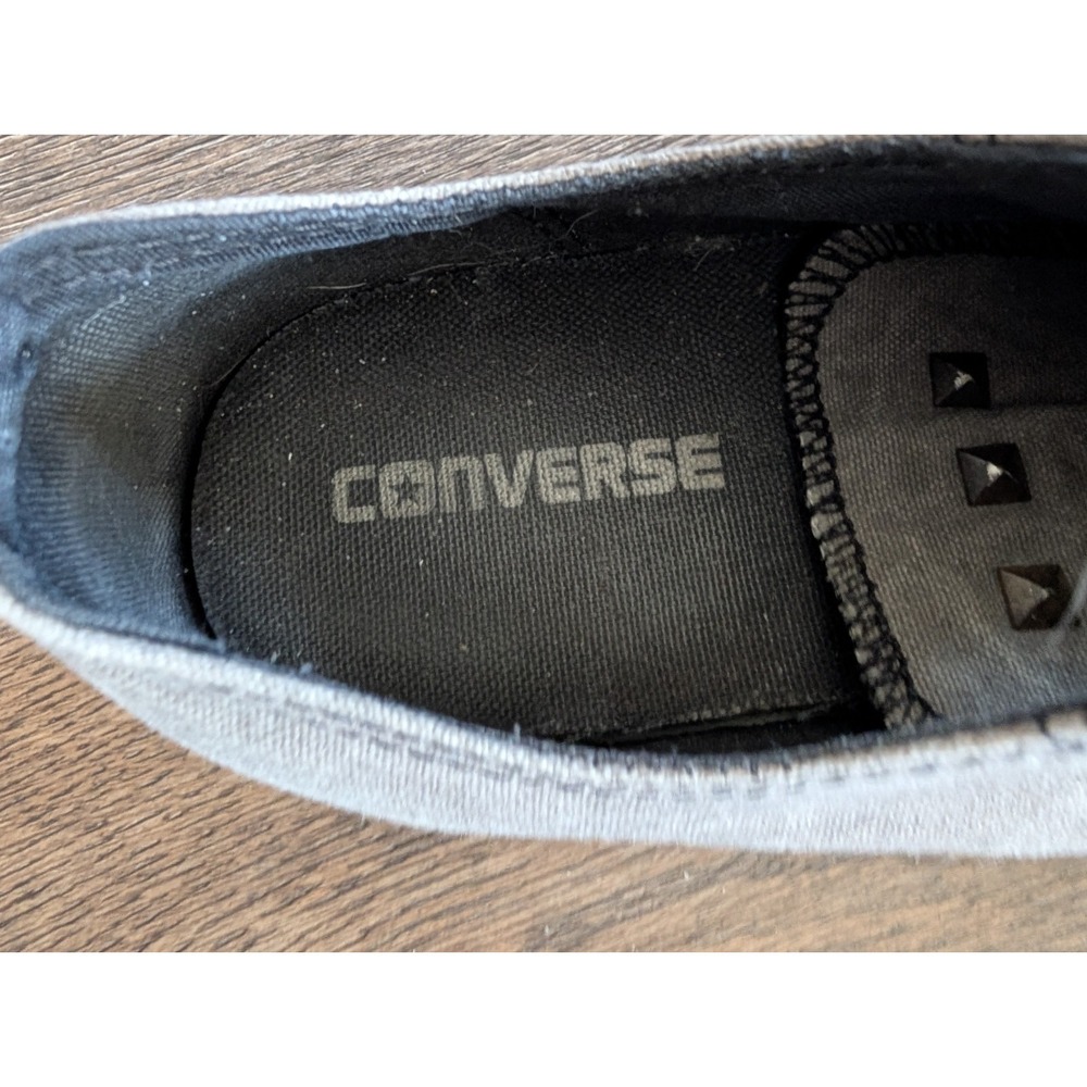 Converse Chuck Taylor All Star Sz 11  Low Top Canvas Denim Grey/Black Studs - Picture 12 of 16